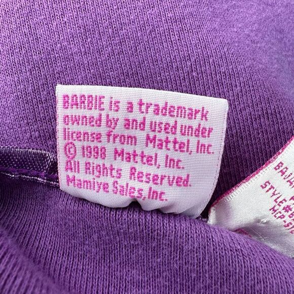 Y2K 1998 Barbie Embroidered Logo Butterfly Girls Baby Tee With Lettuce Hem - Picture 4 of 6